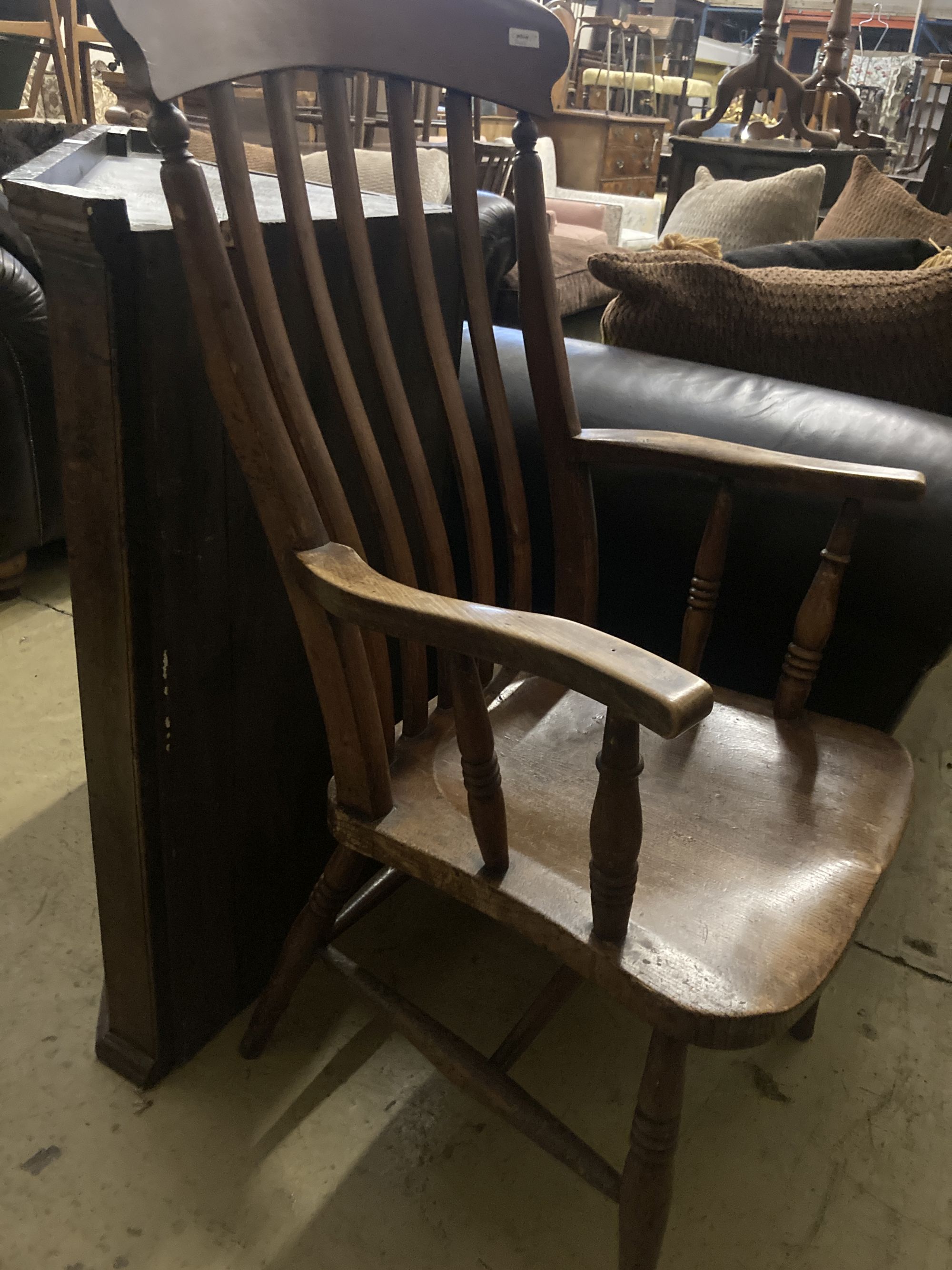 A Victorian elm and beech lathe-back Windsor armchair, width 58cm depth 50cm height 115cm